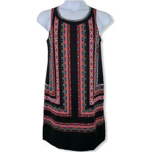 Vince Camuto 8 Shift Dress Geometric Pink Red Blue